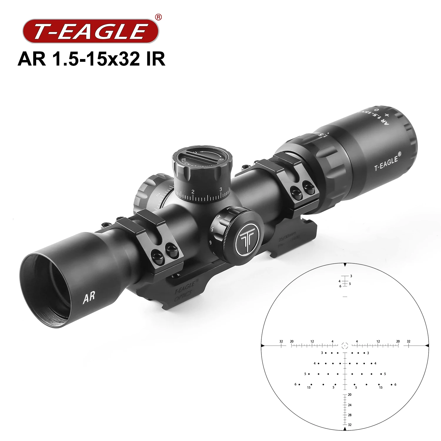 Kompakt Optik Sight T-KARTAL AR 1.5-15X32 IR Taktik Tüfek Avcılık Reticle llluminate Optik Airgun Airsoft