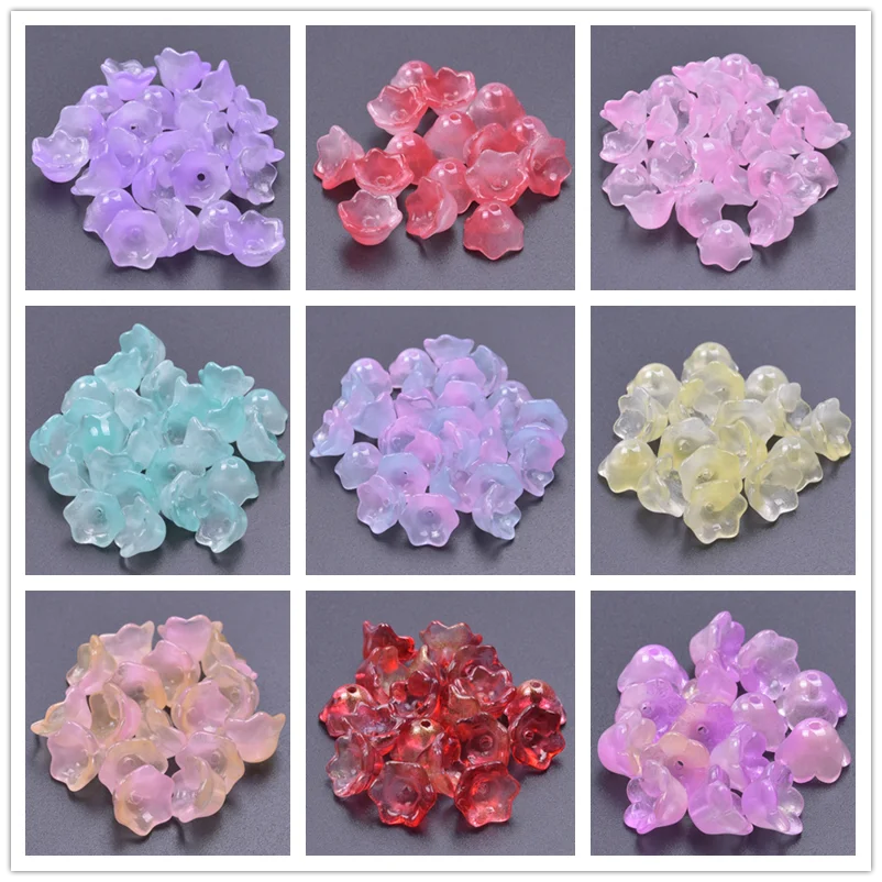 50 adet Gökkuşağı Renkli Cam çiçekli boncuk Kapaklar Aksesuarları Takı yapma malzemeleri El Yapımı Malzemeler DIY Konnektörler Bulguları
