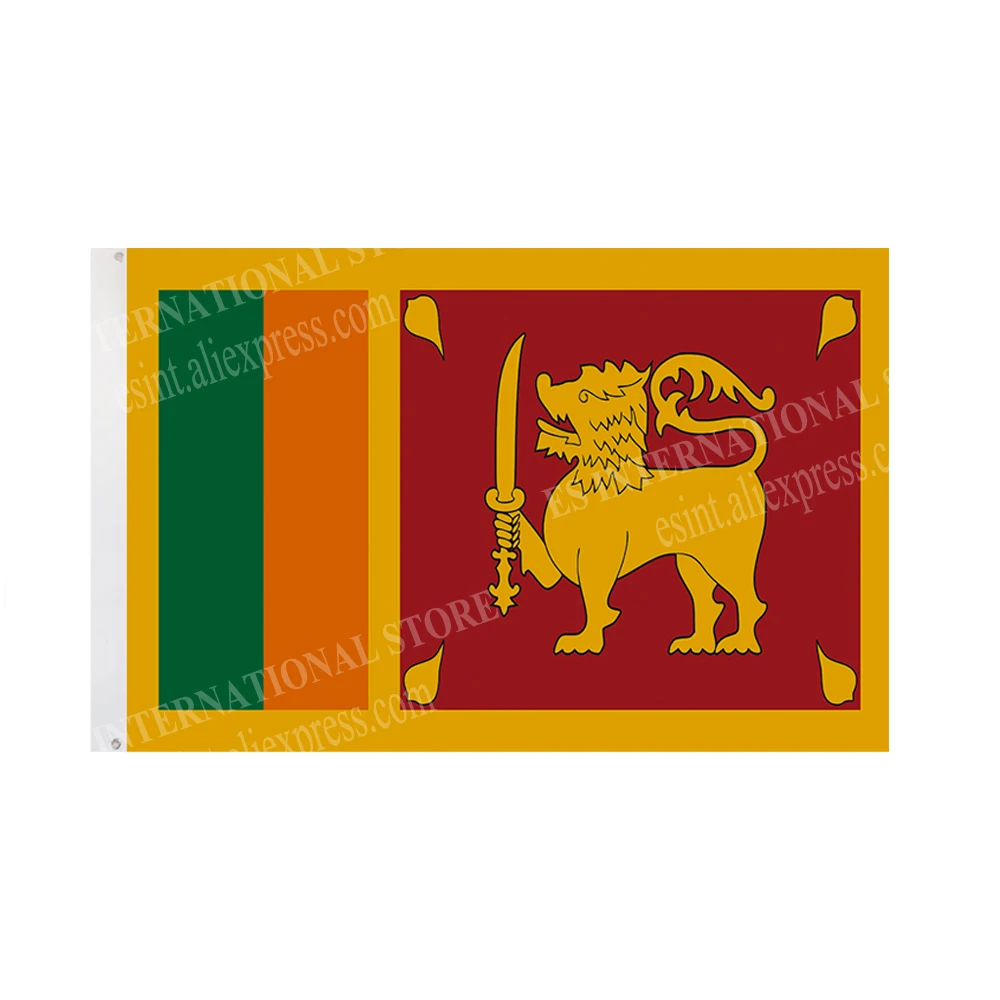 Sri Lanka Ulusal Bayrak Grafik Özel Baskılı Asılı Afiş Tasarımı Açık Spor Polyester Mil Kapağı Grommets 3X5FT 90X150CM
