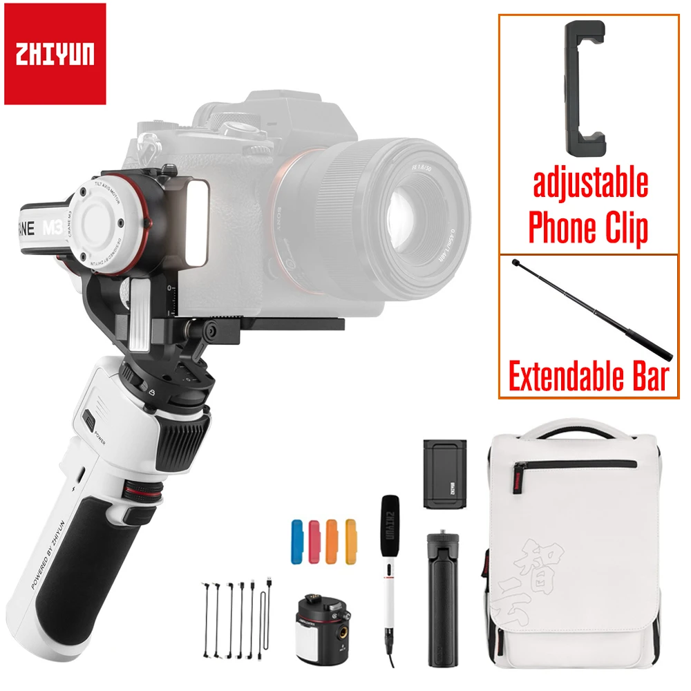 Zhiyun Vinç M3 3-Axis El Gimbal Sabitleyici Aynasız Kameralar Sony A7 III A6600 Gopro Hero109 8 iPhone 13 12 Pro