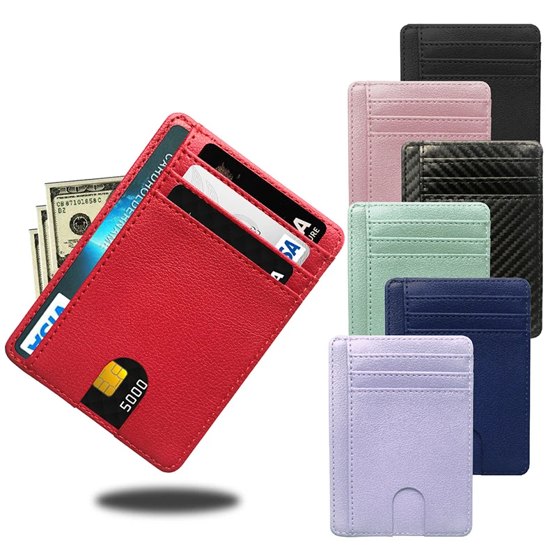 İnce RFID Engelleme deri cüzdan Kredi kimlik kartı tutucu Çanta Para Çantası Erkekler Kadınlar için 2023 Moda Çanta Çoklu kart PU kart çantası