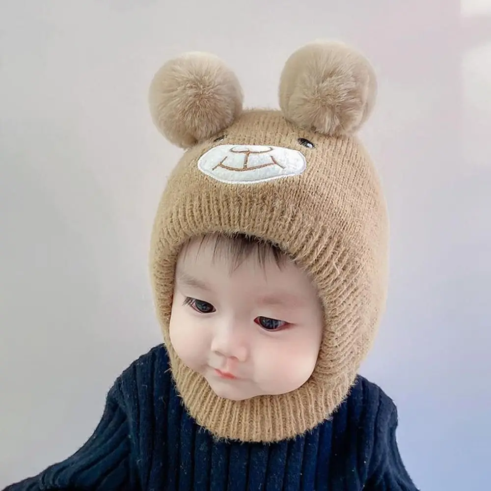 Boyun Kapağı Bebek Örme Şapka Sevimli Ayı Sıcak Tutmak Peluş Bere Kap Yumuşak kulak koruyucu Kış Kulaklığı Şapka Sonbahar Kış