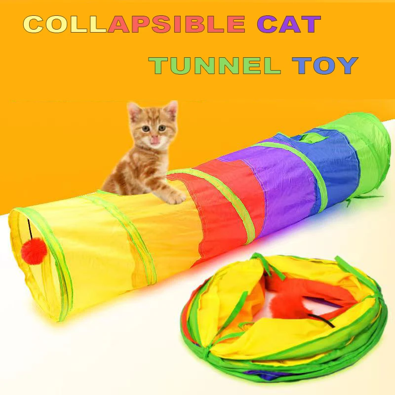 Gökkuşağı kedi tüneli Pet Tüp Katlanabilir Oyun Oyuncak Kapalı Açık Kitty Köpek Oyuncaklar Bulmaca Egzersiz Gizleme Eğitim