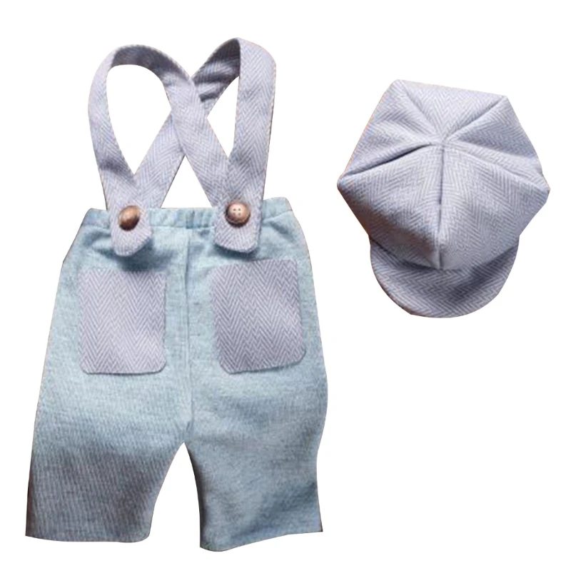2 Adet Güzel Erkek Bebek Giysileri Yenidoğan Fotoğraf Bebek Eşleştirme Şapka