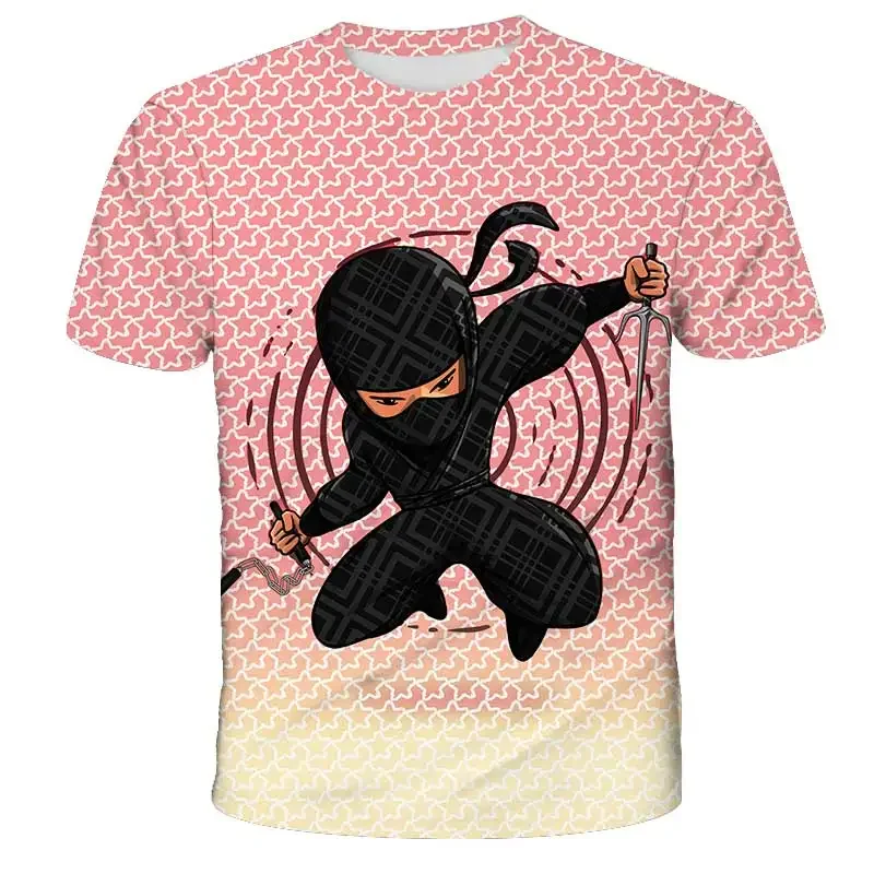 2023 Yeni Ninja Kidz Çocuk Giysileri Kısa kollu tişörtler Çocuk Kazak Karikatür Ninja Genç Üstleri Erkek Kız Giyim