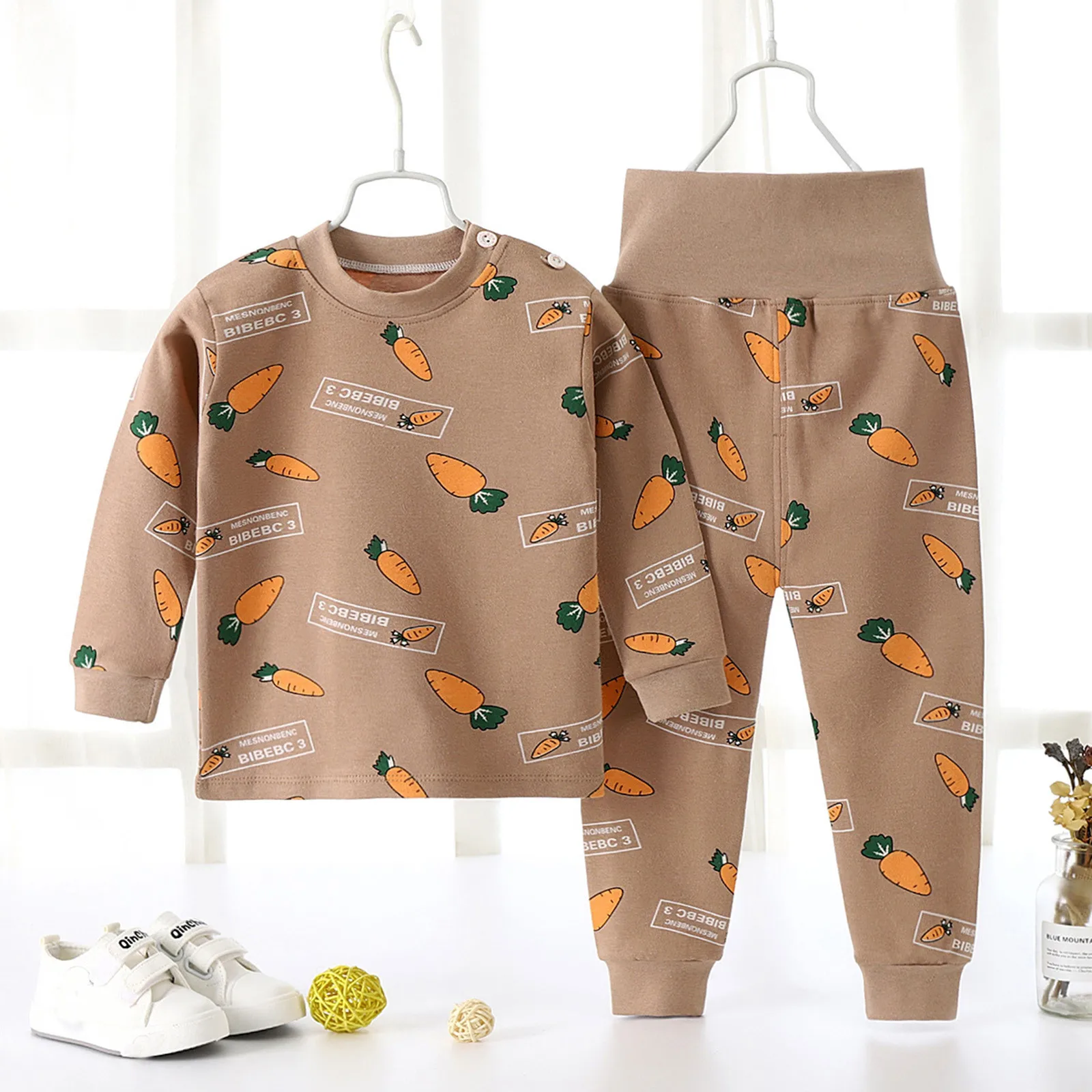 Çocuk Çocuk Giyim Setleri Uzun Kollu Takım Elbise Bebek Erkek Kız İç Çamaşırı Seti Yumuşak Pamuklu Loungewear Ev Giysileri Pijama Pijama