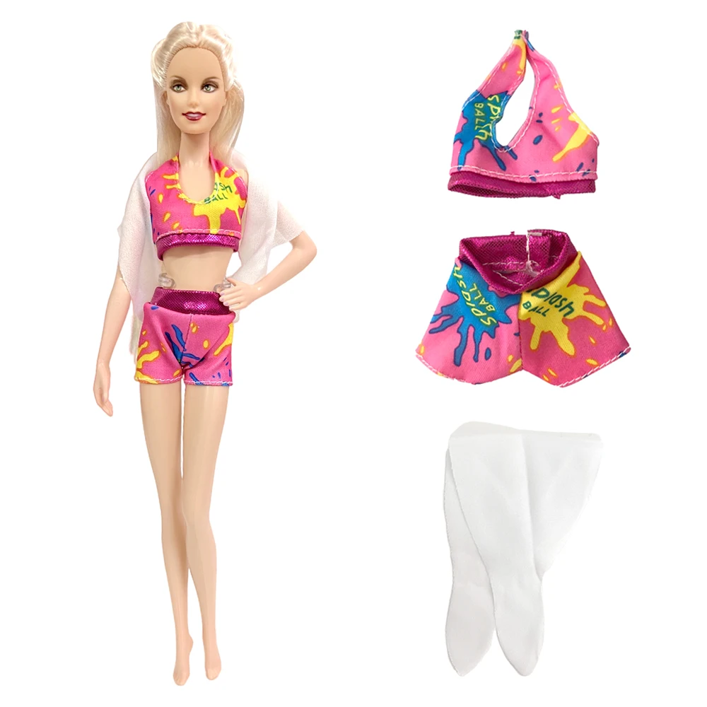 3 Ürün/ Set Moda Mayo Bikini Elbise +Eşarp +Pantolon Plaj Modern Mayo Giysileri barbie bebek Aksesuarları Oyuncaklar