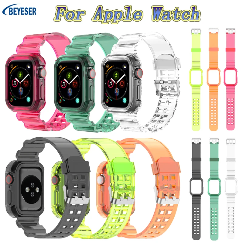 Yeni Varış Rahat Yumuşak TPU Bilezik Moda Şeffaf Kayış Ayarlanabilir Renk İçin Uygun Apple Watch 38/40mm