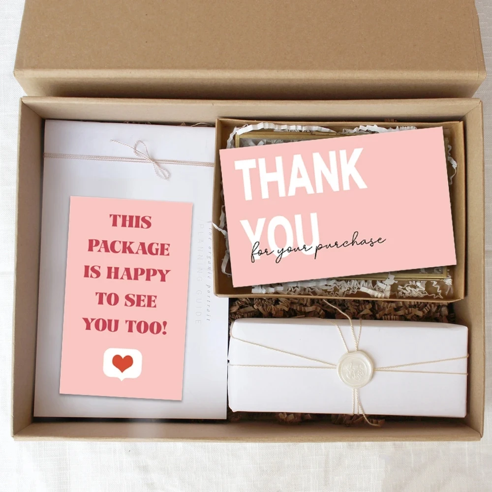 Teşekkür Kartları 50 adet/paket Pembe Küçük Kartvizit Ekmek Düğün Parti Bebek Duş Paketi Dekor Ekle Posta Çantası Kartı