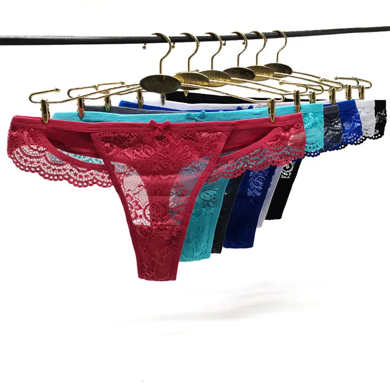 CHRLEISURE 6 adet / takım Seksi Dantel Düşük katlı Pamuk Tanga Kadınlar Için Rahat Görünmez Nefes Dikişsiz T-pantolon Iç Çamaşırı