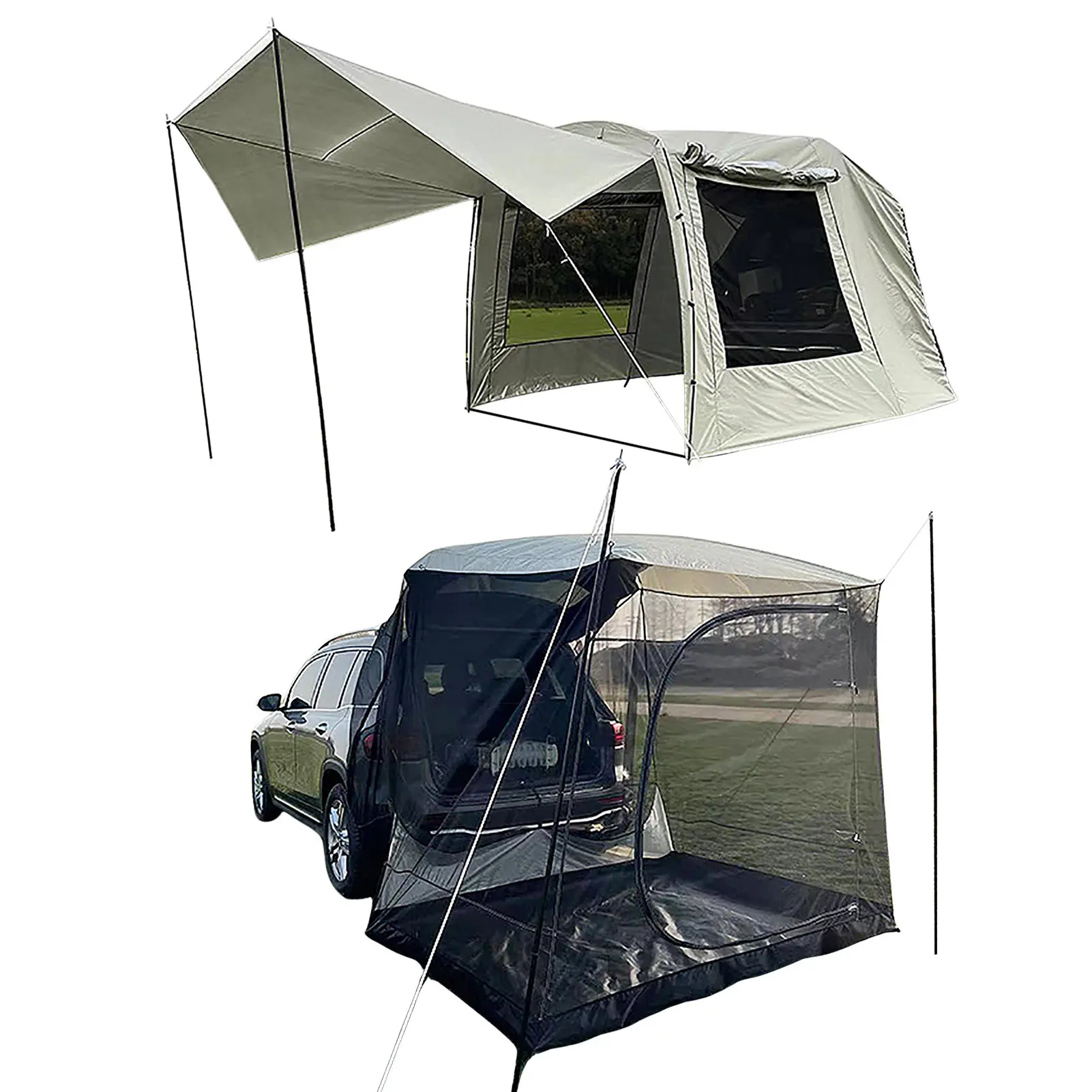 Evrensel SUV Kamp Çadırı Araba Bagaj Kapağı Gölge Tente kamp çadırı Çadır Seyahat Büyük Gölge Alanı 5-6 Kişi İçin