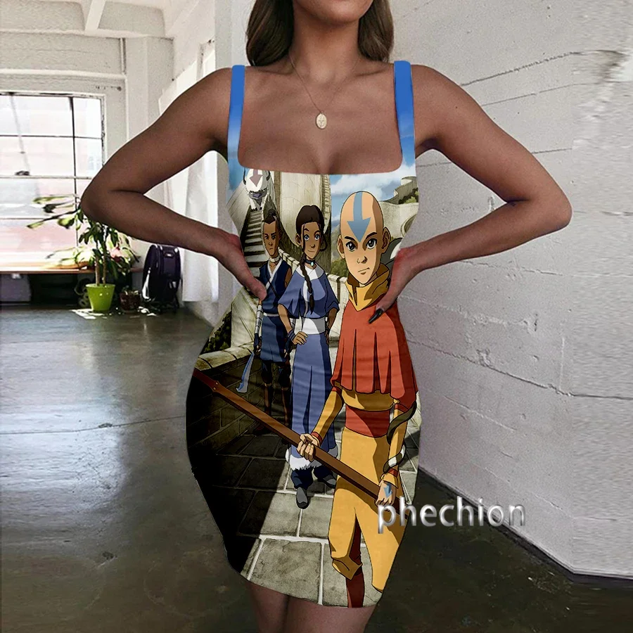 phechion Avatar Son Hava Bükücü 3D Baskı Elbise Kadınlar Halter Kolsuz Moda Bayanlar Elbiseler Roman Seksi Bayan Giyim Y23