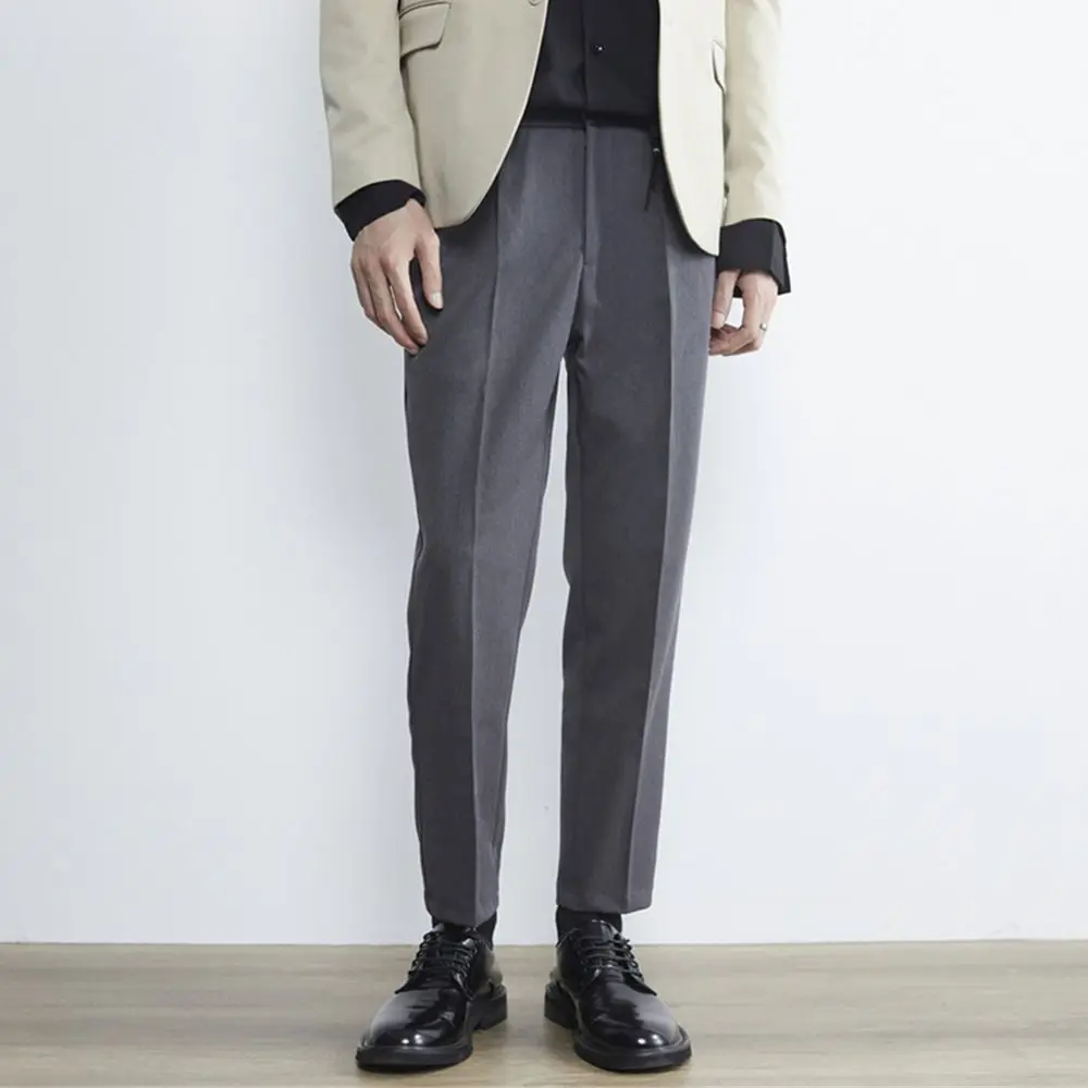 Yeni Stil Erkek Takım Elbise Pantolon Katı Tam Baggy Rahat Geniş Bacak Pantolon Yüksek Bel Düz Dipleri Streetwear Boy Pantolon W47