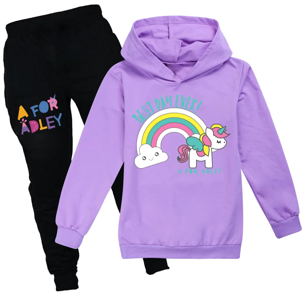 Ilkbahar Sonbahar Çocuk Giyim Rahat Tişörtü Spor Takım Elbise Çocuk Giysileri için Bir Adley Erkek Bebek Kız Hoodie + Pantolon 2 adet Setleri
