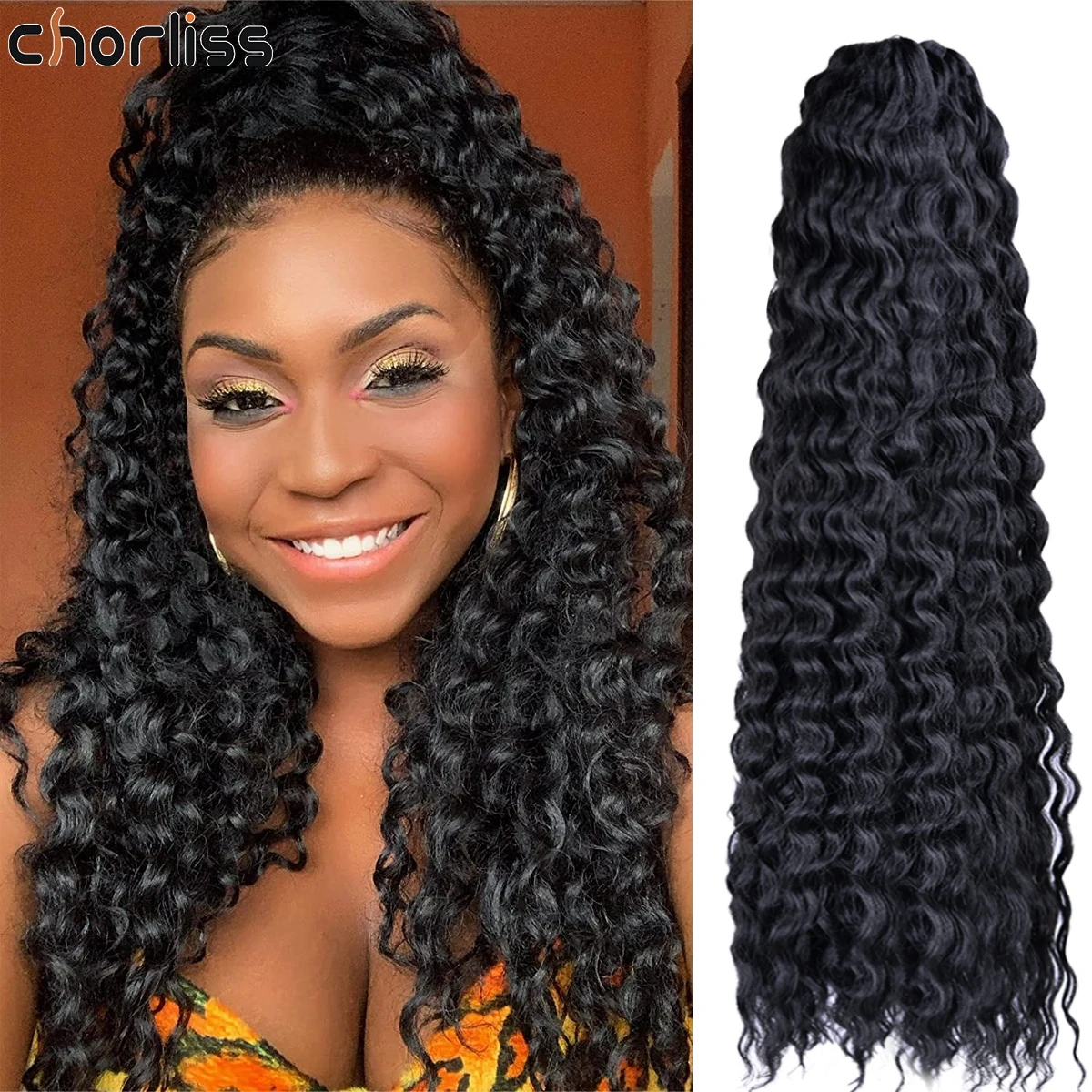 Ariel Kıvırmak Su Dalgası Büküm Tığ Saç Doğal Afro Bukleler Sentetik saç Uzatma Dokuma Derin Dalgalı örgü saç