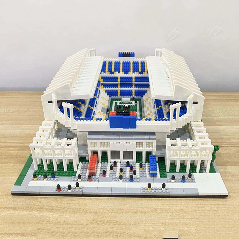 3D Modeli DIY Elmas Blokları Tuğla BuildingToy Çocuklar için Futbol Spor Portekiz Stadyumu Futbol Sahası Dünya Mimarisi