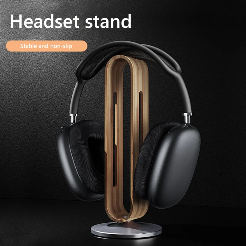 Evrensel Kulaklık Standı Bambu Ahşap Alüminyum Kulaklık Tutucu Masaüstü Kulaklık Tutucu Ekran Depolama Braketi Kaymaz Montaj