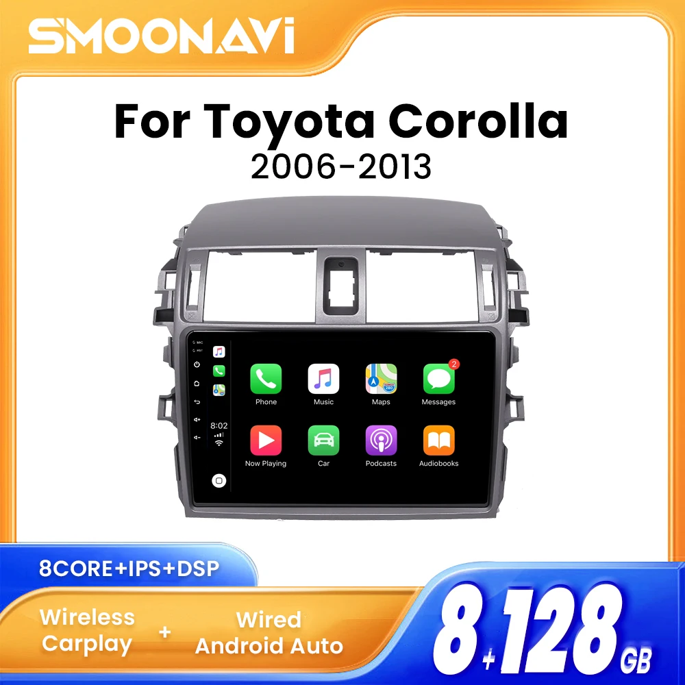 8GB 128GB Android 12 Kablosuz Carplay Araba Multimedya Oynatıcı Toyota Corolla İçin E140 E150 2006-2013 Radyo 4G Wıfı GPS Navigasyon