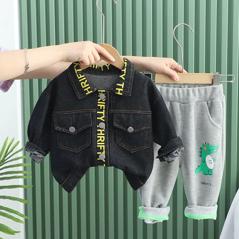 IENENS Sonbahar Çocuk Giyim Setleri Bebek Erkek Ceket Giyim 2 ADET Denim Ceket + Pantolon Kıyafetler Takım Elbise Çocuk Üniforma 1-4 yıl
