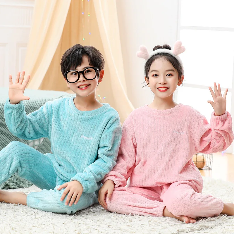 Toddler Bebek Kız Giysileri Kış Pazen Pijama T-shirt + Pantolon Setleri Polar çocuk Pijama Çocuk Boys İçin 2 4 6 8 9 10 Yıl