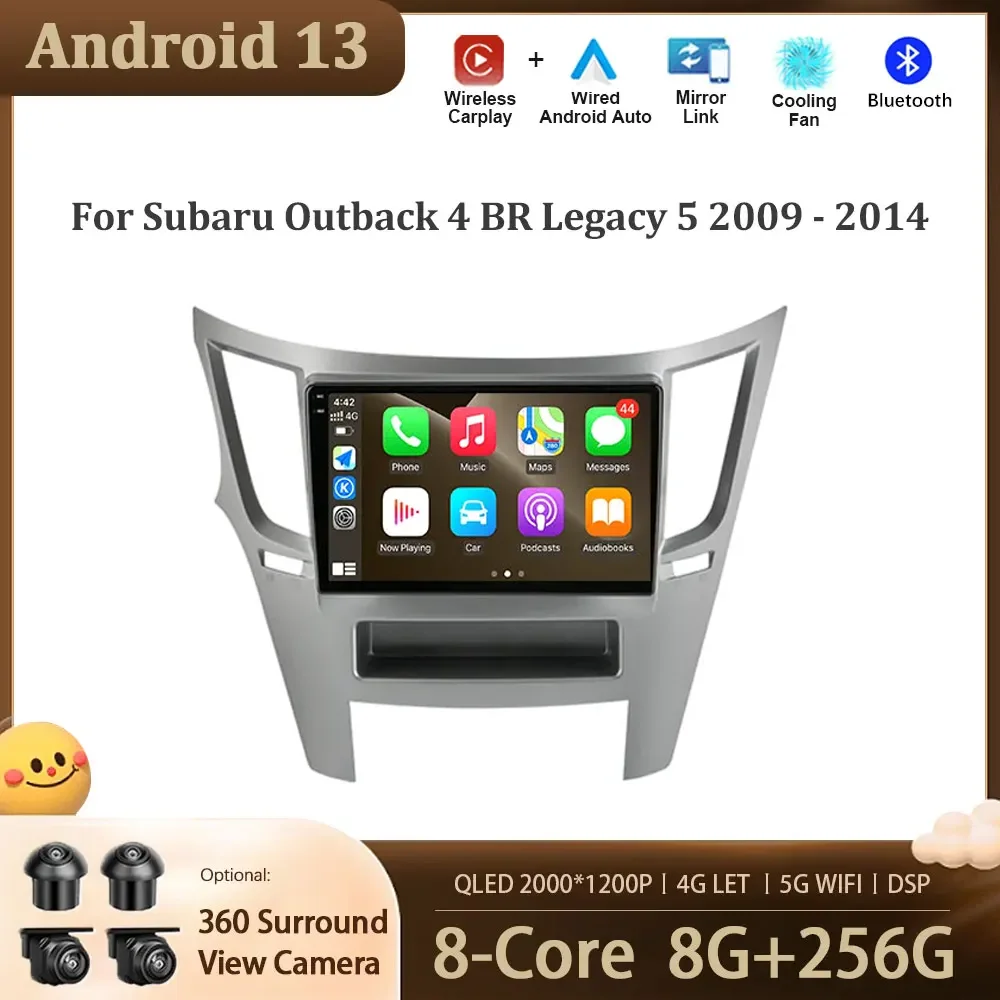 Subaru Outback için 4 BR Legacy 5 2009-2014 Android 13 otomobil radyosu Araba Multimedya Oynatıcı GPS Navigasyon Ekran DSP Stereo 4G GPS