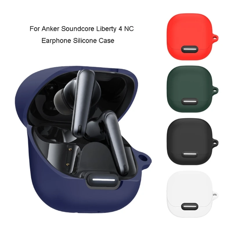 Silikon Taşıma çantası Anker Soundcore Liberty 4 NC Kulaklık Taşınabilir Çizilmeye Dayanıklı Kapak Karabina ile