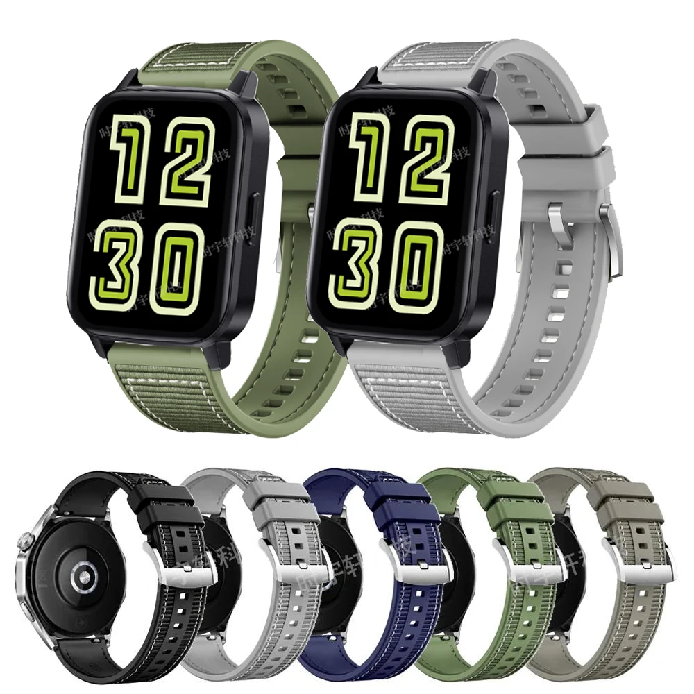 DIZO İzle 2 Spor Smartwatch Kayışı 22mm Naylon Silikon Bant Bilezik DIZO İzle R Konuşma / D Konuşma / Realme İzle 3 S Correa