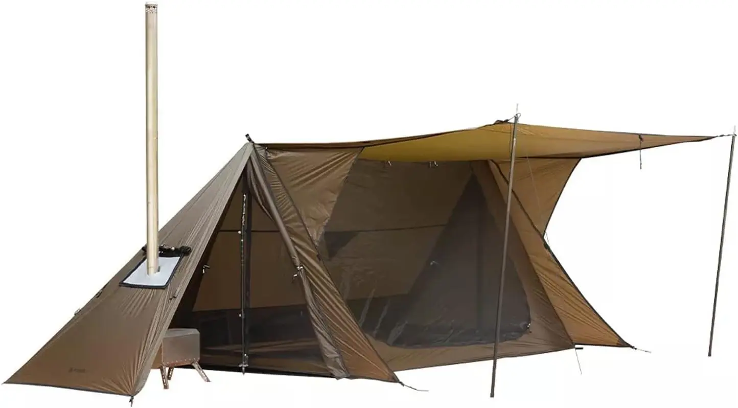 Soba Krikosu / iki Muşamba Direği ve iki çadır Direği ile 20 Ultralight Barınak Sıcak Çadır