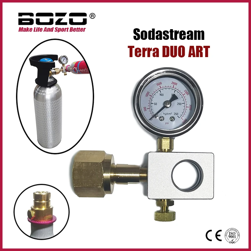 Soda Su Terra DUO SANAT CO2 Cyinder Dolum Dolum İstasyonu Adaptörü Göstergesi İle Hızlı Bağlantı Tankı Şişe W21. 8 G3 / 4 CGA320