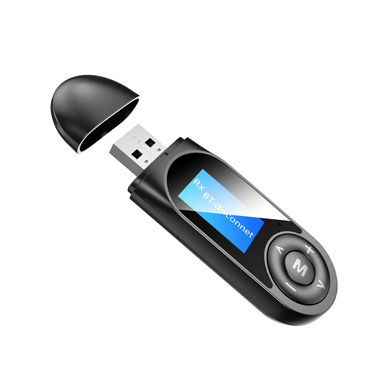 Bluetooth uyumlu 5.0 Adaptörü lcd ekran USB Kablosuz Alıcı Müzik kablosuz AV alıcısı-vericisi PC TV için Araba 3.5 mm AUX Adaptörü