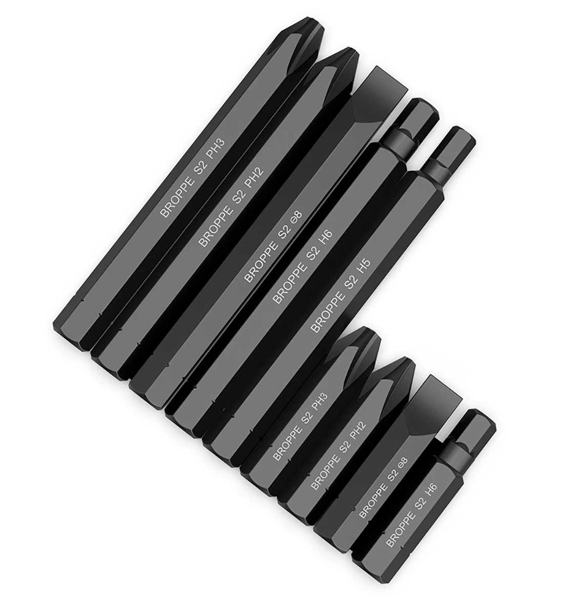 Siyah Hex / Phillips / Oluklu Tornavida Uçları Elektrikli Matkap için 8mm Sap Çapı Manyetik S2 Çelik Uzunluğu 36mm 80mm