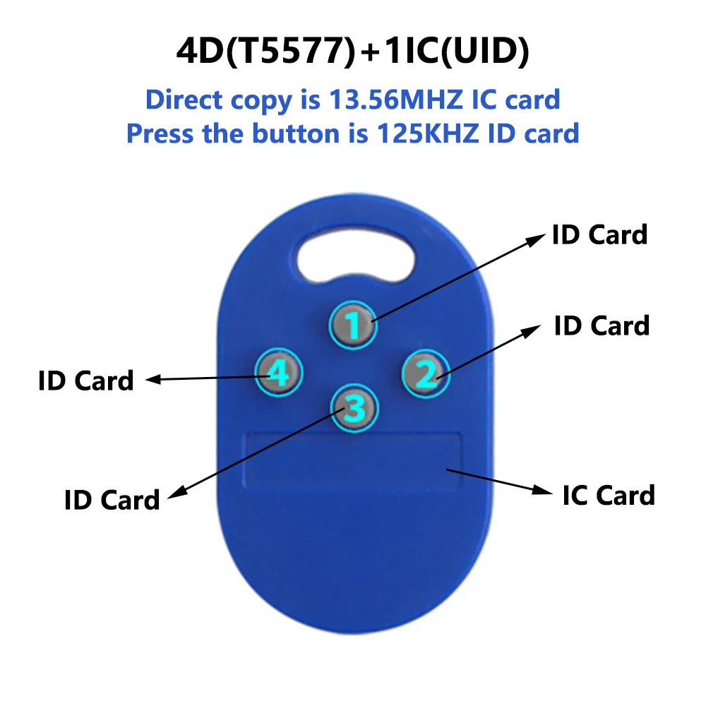 1 adet RFID Çoklu Anahtar Fob 5 in 1 125khz T5577 EM ID Yazılabilir IC 13.56 Mhz 1k S50 UID Değiştirilebilir Anahtar Fob Etiketi