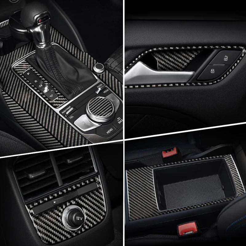 Karbon Fiber Araba İç Vites Klima CD panelli kapı Kol Dayama Kapağı Trim Çıkartmalar Oto Aksesuarları Audi A3 8V S3