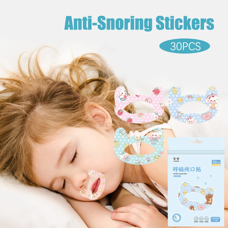 30 Adet / kutu Anti-Horlama Çıkartmalar Çocuklar İçin Uyku Kapalı ağız Çıkartmalar Solunum Düzeltme Yama Kapa Çeneni Yama Ortez Bant