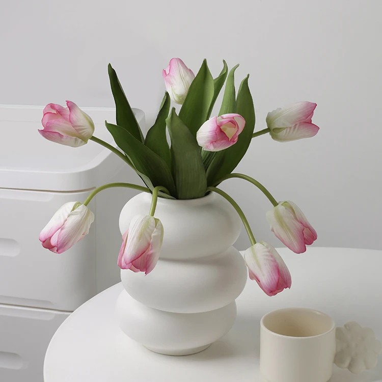 Iskandinav Basit Saf Beyaz Vazo Dekorasyon Sanat Daire Çiçek Düzenleme Oturma Odası Çiçek Düzenleme Ev Dekorasyon