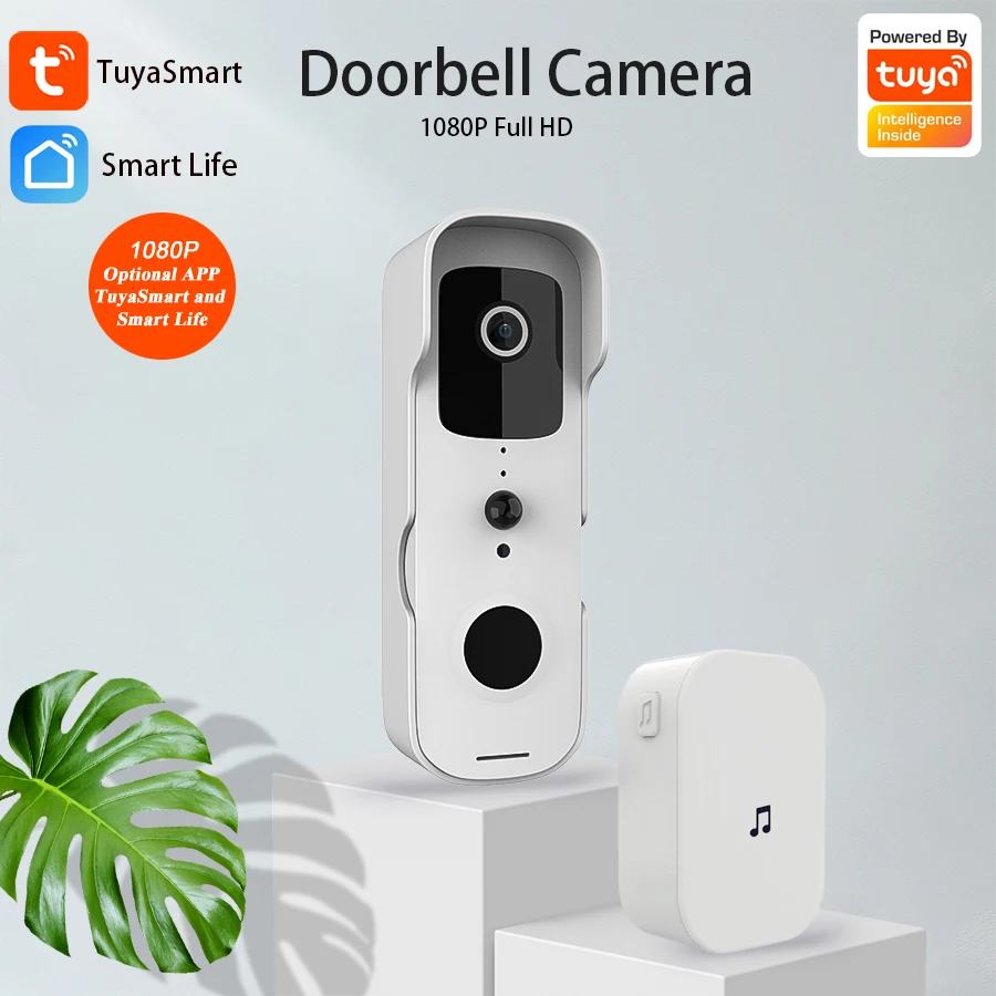 Tuya Akıllı Ev Video Kapı Zili WiFi Açık Kablosuz kapı zili Su Geçirmez Pil İnterkom Google Alexa hoparlörlü telefon Kamera