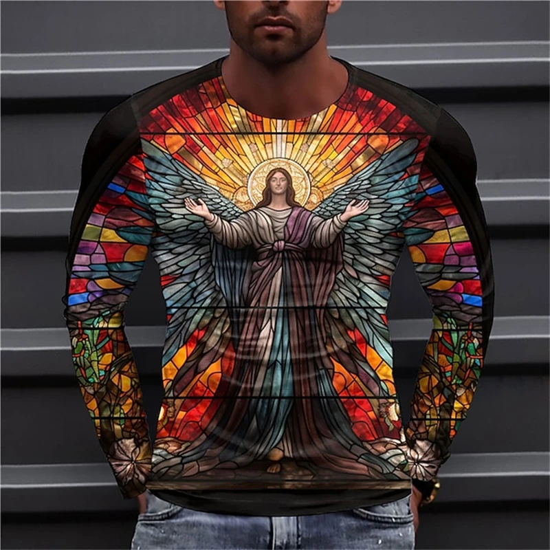 Meryem 3D baskı T Shirt Yaz Moda Hıristiyan Anne Desen Uzun Kollu Unisex Sokak İnanç günlük t-Shirt