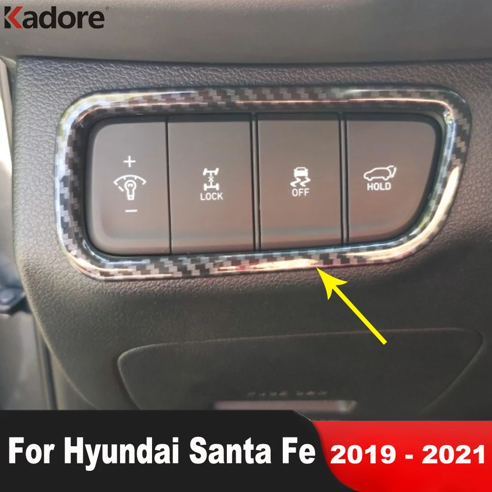 Hyundai Santa Fe 2019 için 2020 2021 Karbon Araba Başkanı İşık Lambası Anahtarı Düğmesi Paneli Kapak Trim Dekorasyon İç Aksesuarları