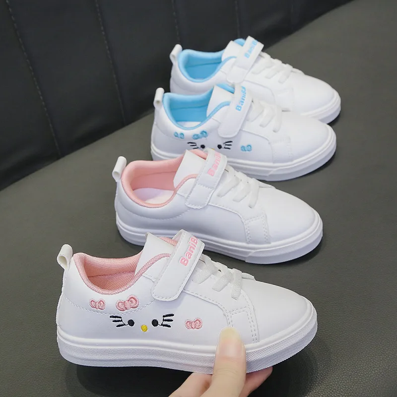 Çocuk Sneakers Çocuk Moda Tasarım Beyaz kaymaz rahat ayakkabılar Erkek Kız Kanca Nefes Sneakers Toddler Açık Ayakkabı