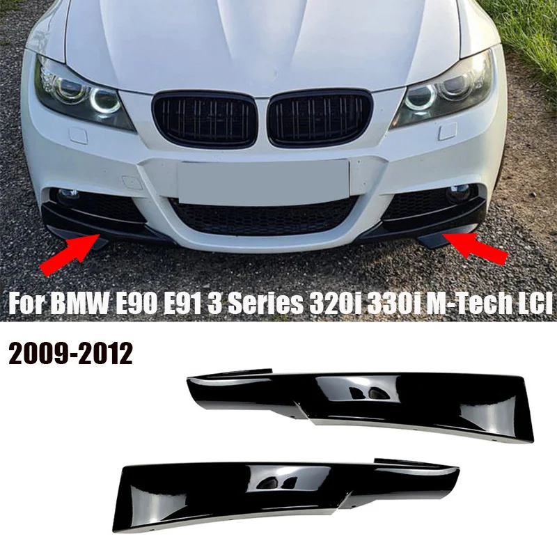 2009-2012 BMW İçin E90 E91 3 Serisi 320i 330i M-Tech LCI Ön Tampon Açısı Difüzör Yan Splitter Sis Spoiler Dudak Kapak sticker