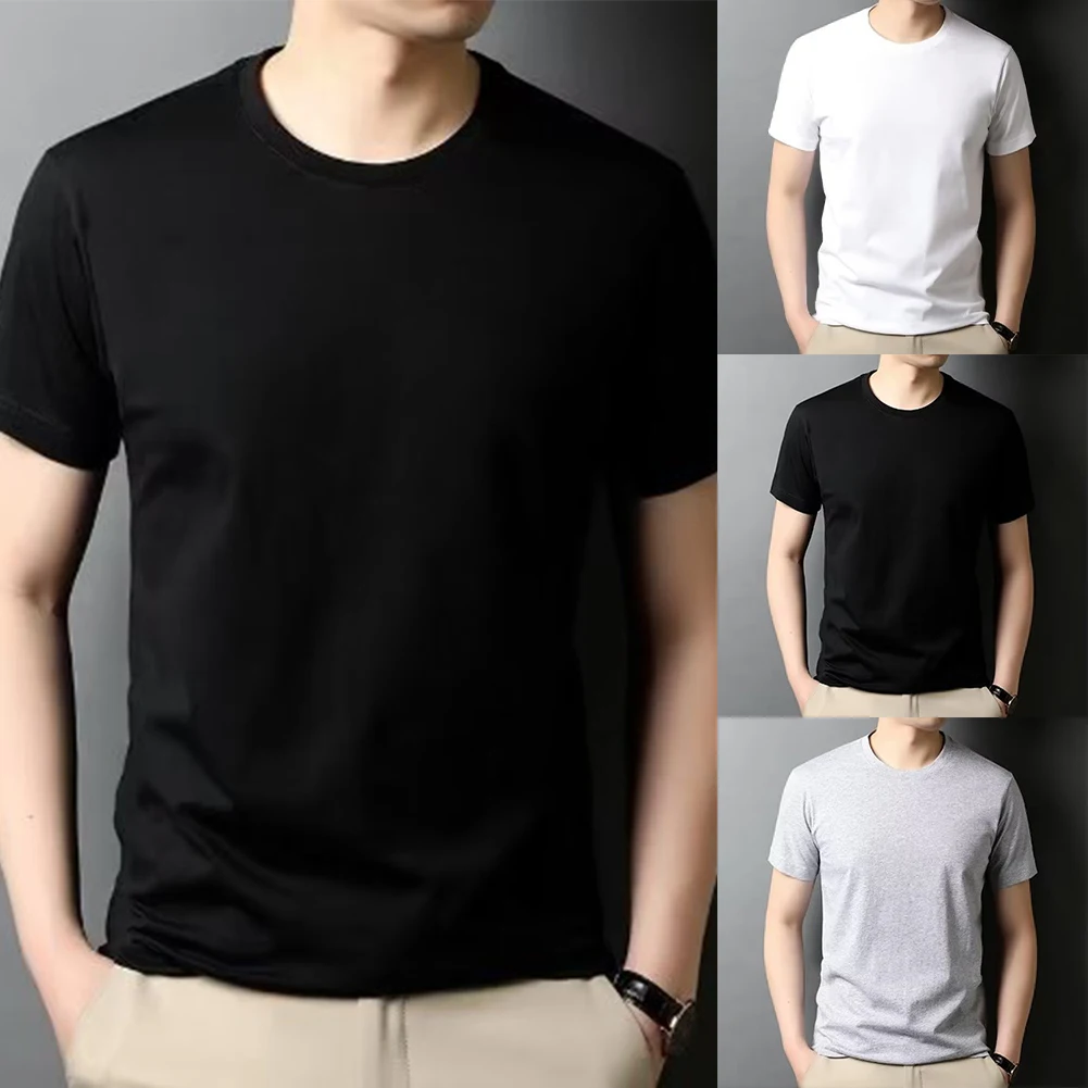 Moda T Shirt Erkekler İçin Tops Katı Renkler Erkek Giyim Artı Boyutu M 5XL Yuvarlak Boyun T Shirt Erkekler İçin Kısa Kollu Üstleri