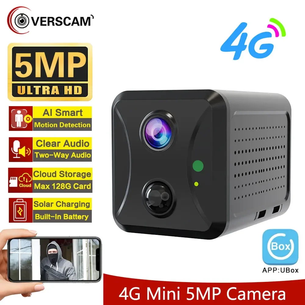 4G SIM Kart 5MP Mini güneş panelı Kamera Açık PIR Algılama CCTV Güvenlik Kablosuz şarj edilebilir pil Uzun Süre Bekleme Kamera