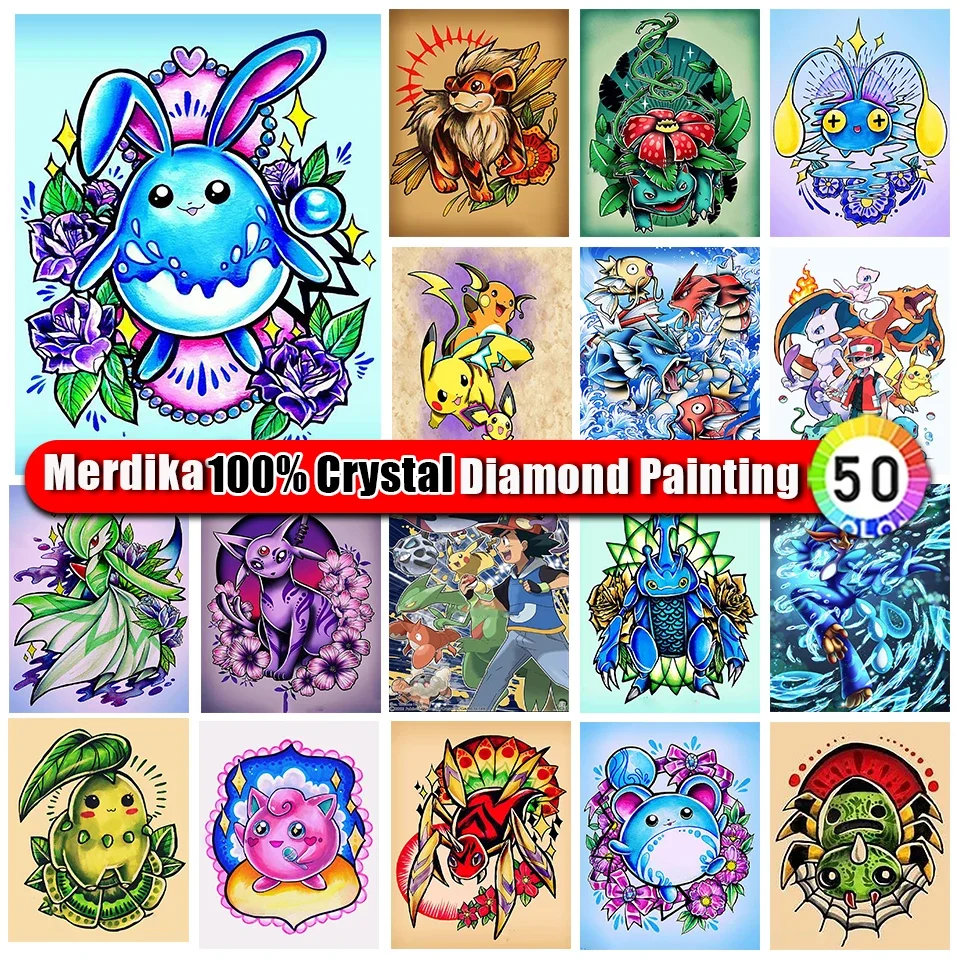 100 % Kristal Elmas Boyama Karikatür Sevimli Resim Mozaik 5D DIY Elmas Nakış Pokémon Çapraz Dikiş Anime Ev Dekor Hediye