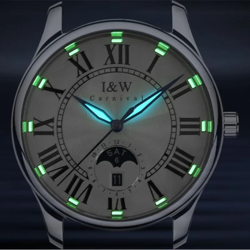 Montre Homme KARNAVAL Mekanik İş Saatler Erkekler için Marka Lüks Otomatik kol saati Su Geçirmez ışık Reloj Hombre