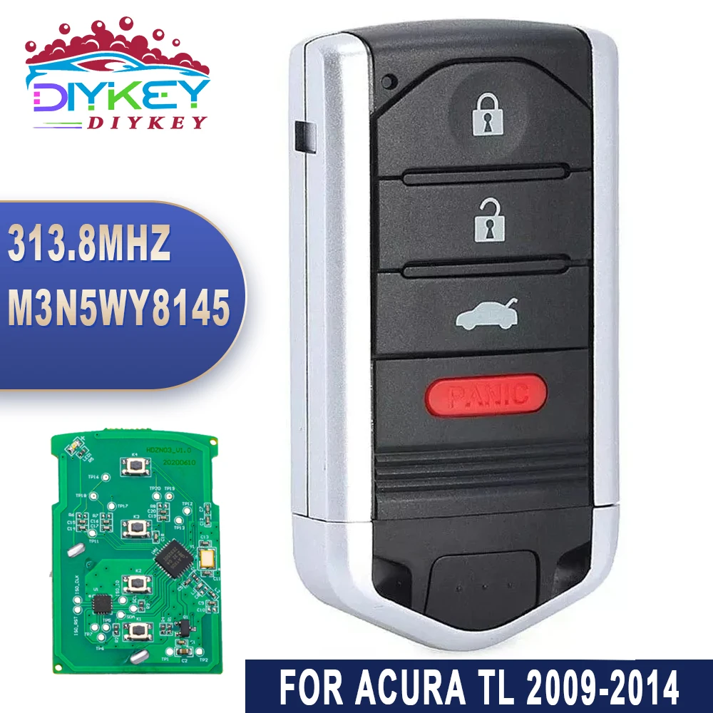 DIYKEY FCC ID: M3N5WY8145 Uzaktan Acura TL 2009 2010 2011 2012 2013 2014 313.8 MHz 4 Düğme Araba akıllı anahtar Fob IC: 267F-5WY8145