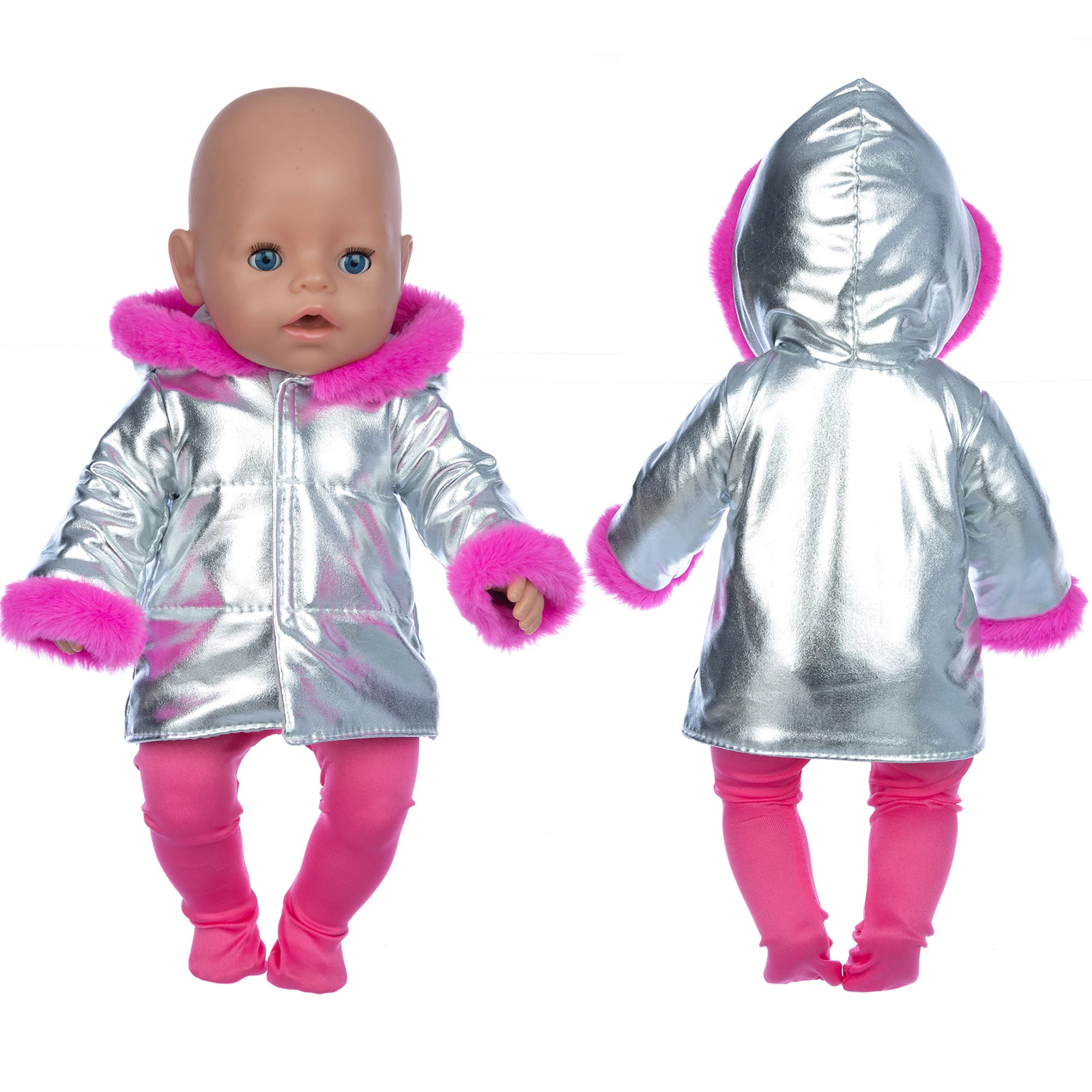 Gümüş Kış Takım Elbise oyuncak bebek giysileri Fit 17 inç 43cm Bebek Bebek Yeni Doğan oyuncak bebek giysileri