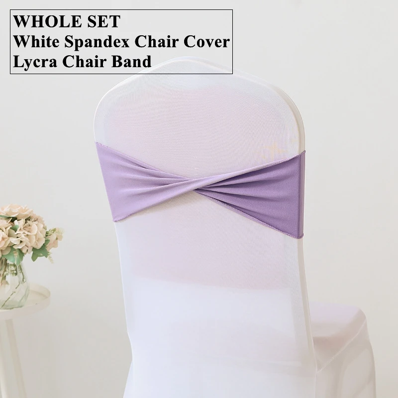 Beyaz Spandex ziyafet sandalye kılıfı Tek Katmanlı Likra Sandalye Bant Kanat Yay Düğün Olay Dekorasyon İçin