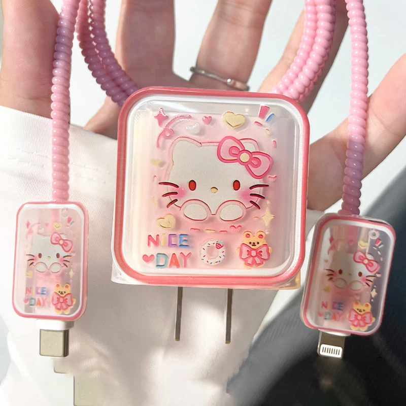 Kawaii Sanrio Hello Kitty İphone 20W Şeffaf Şarj Koruyucu Kılıf Yumuşak Kabuk Kırılmaya Dayanıklı Sevimli Kız Hediye