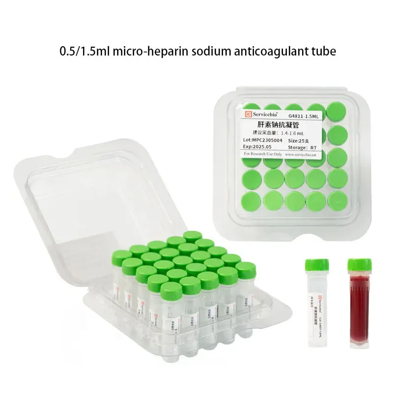 Servicebio 0.2 ~ 1.5 ml Mikro EDTA K2 Kan Rutin Antikoagülan Tüp, Mikro Heparin Sodyum Antikoagülan Tüp (Hayvanlar için) PP