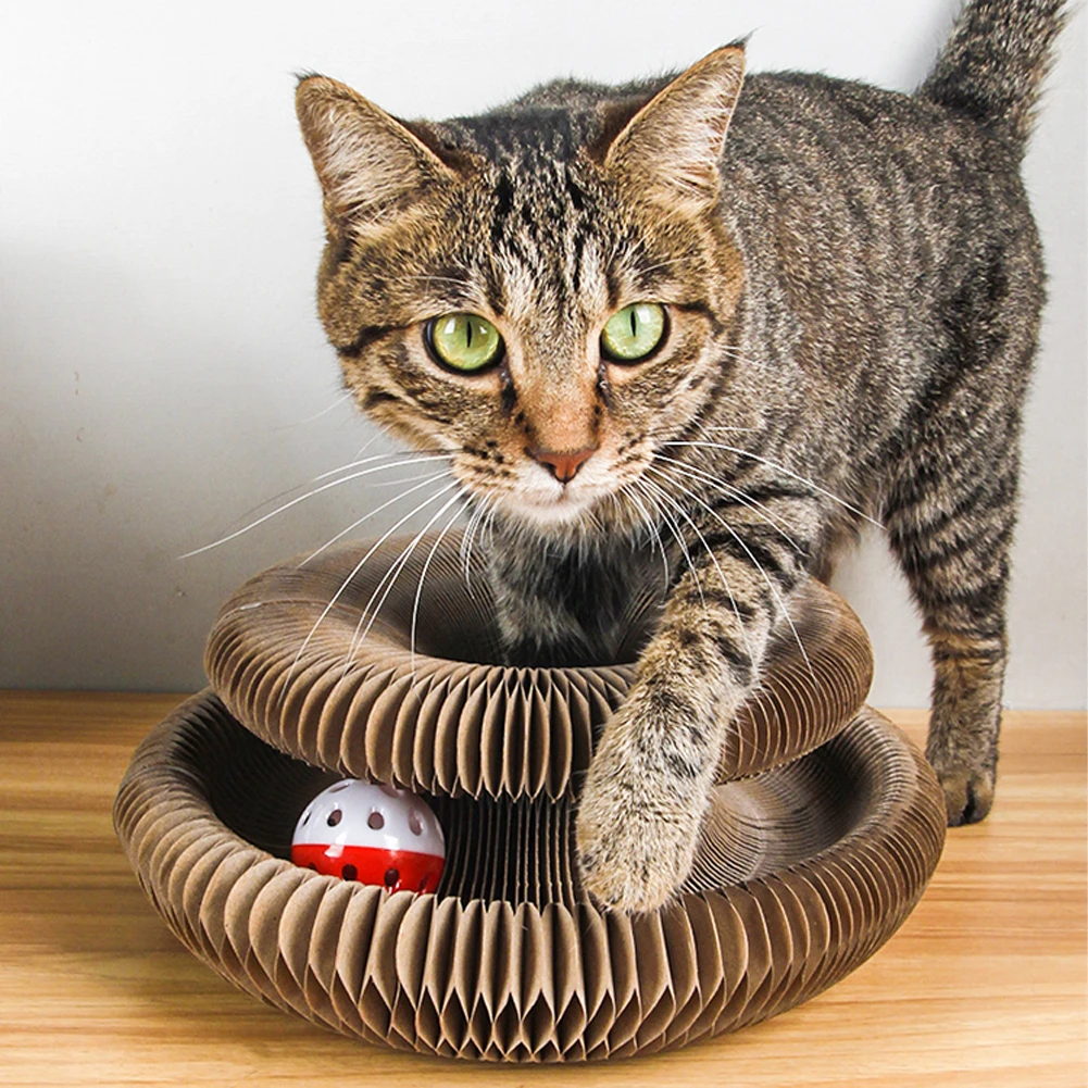Sihirli Organ Kedi tırmalama panosu Kedi Oyuncak Çan Topu Yuvarlak Oluklu tırmalama sütunu Oyuncaklar Kediler için Taşlama Pençe Kedi Scratcher